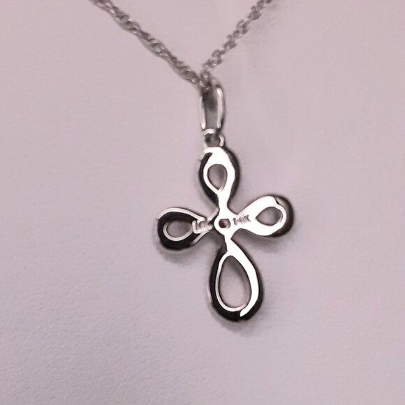 NEW 14kt White Gold and Diamond Cross Necklace - Picture 8 of 12